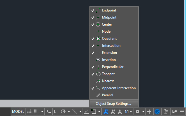 osnap settings